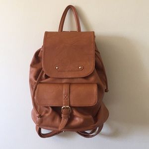 Brown leather backpack